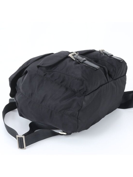 Prada Tessuto Nylon Triangle Logo Leather Backpack Black main image 6